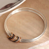 Triawd o Freichledi Cylchyn | Triple Bangle Set with Mixed Metallic Hoops