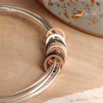 Triawd o Freichledi Cylchyn | Triple Bangle Set with Mixed Metallic Hoops