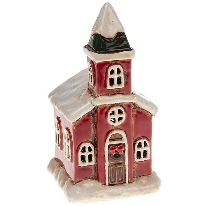 Eglwys Fach - Tŷ Cannwyll Serameg | Ceramic Tealight Church