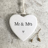 Calon Borslen | East of India Porcelain Hanging Heart – Mr & Mrs