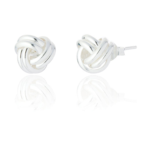 Clustdlysau Styd Arian | Silver Stud Earrings - Karla Love Knot