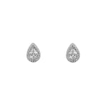 Clustdlysau Styd Arian | Sterling Silver Stud Earrings - CZ Teardrop Stud