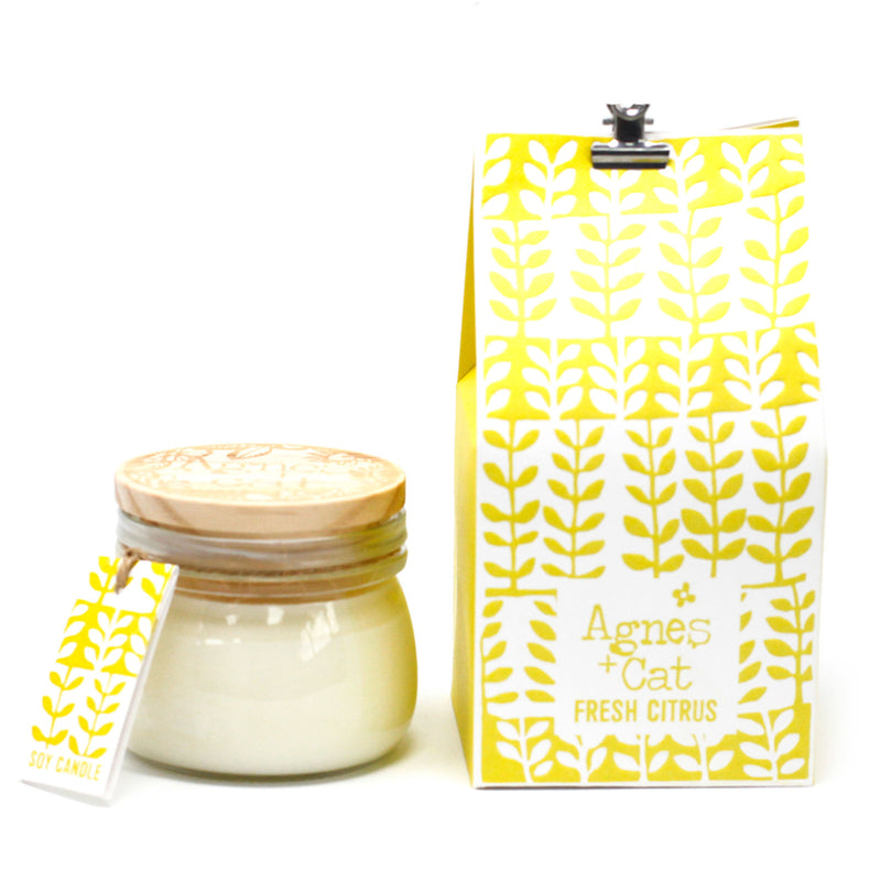 Cannwyll Sitrws Ffres | Agnes & Cat Fresh Citrus Soy Wax Jar Candle