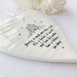 Calon Borslen | East of India Porcelain Hanging Heart – Family Warmth and Love