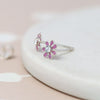 Clustdlysau Styd Arian | Sterling Silver Stud Earrings - Little Pink Flower