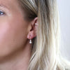 Clustdlysau Arian | Sterling Silver Earrings - Crystal Pearl Drop