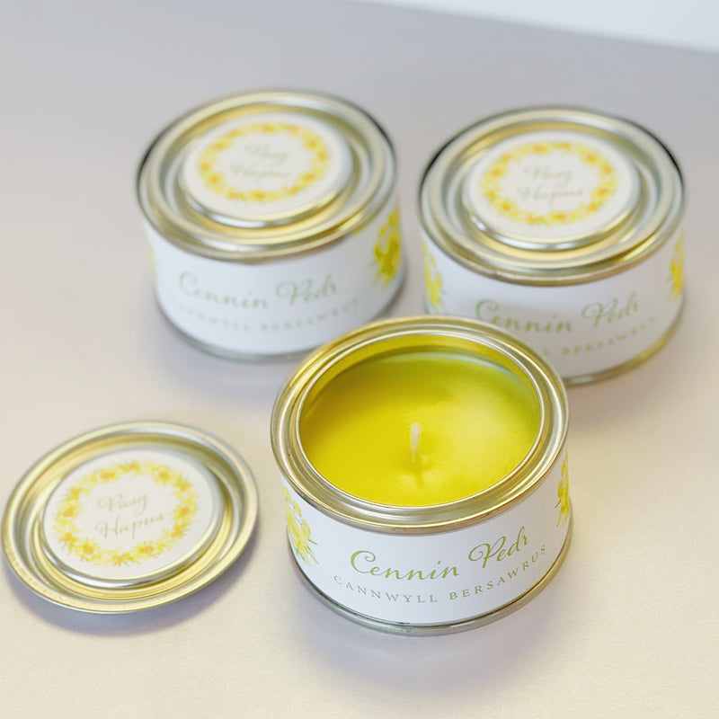 Cannwyll Bersawrus Cennin Pedr - Pasg Hapus | Daffodil Fragranced Candle - Happy Easter